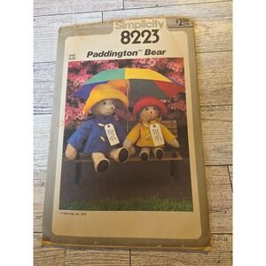 1977 Simplicity 8223 Paddington Teddy Bear Pattern Rain Jacket Hat, Complete